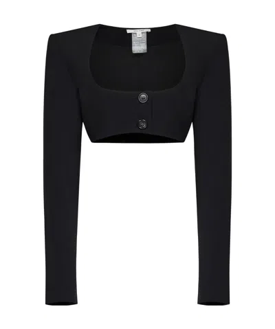 Nensi Dojaka Cleo Blazer Cropped Square Neck Jacket In Black