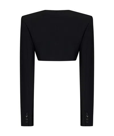 Nensi Dojaka Cleo Blazer Cropped Square Neck Jacket In Black