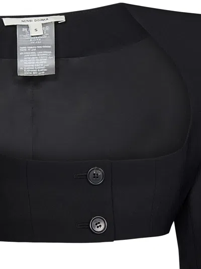 Nensi Dojaka Cleo Blazer Cropped Square Neck Jacket In Black