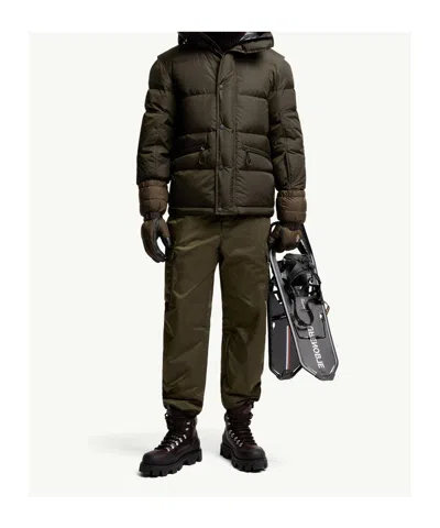 Moncler Grenoble Short Down Jacket With Hood In Green