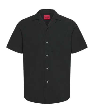 Hugo Boss Oversize-fit Shirt In Broderie-anglaise Cotton In Black
