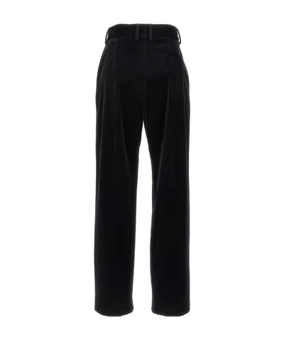 Blazé Milano Velvet Pleated Trousers With Belt Loops In Black