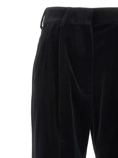 Blazé Milano Velvet Pleated Trousers With Belt Loops In Black