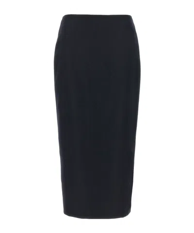 Blazé Milano Blaze Milano Maine Sussex Longuette Wool Midi Skirt In Blue