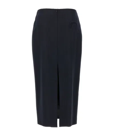 Blazé Milano Blaze Milano Maine Sussex Longuette Wool Midi Skirt In Blue