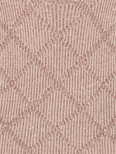D Exterior Sequin-embellished Diamond-pattern Sweater In Pink