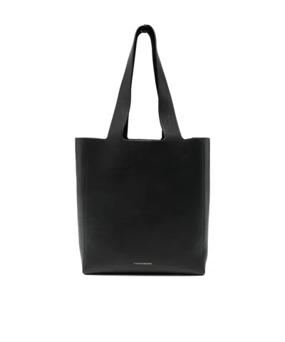 Strathberry Melody Tote Fine Grain Leather Black Bags