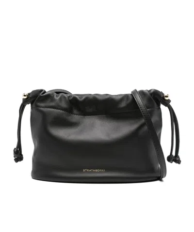 Strathberry Charlotte Drawstring Soft Nappa Black Bags