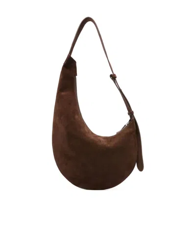 Aesther Ekme Lune Calfskin Suede Hobo Bag In Brown