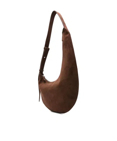Aesther Ekme Lune Calfskin Suede Hobo Bag In Brown