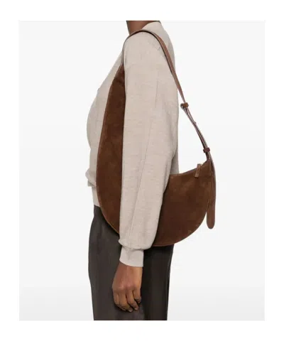 Aesther Ekme Lune Calfskin Suede Hobo Bag In Brown