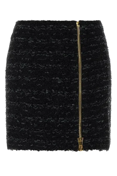 Balmain Tweed Mini Skirt In Black