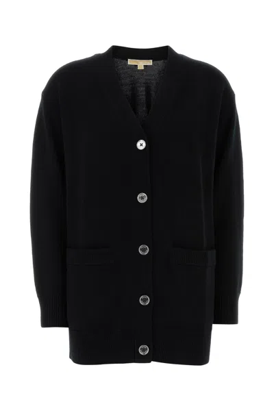 Michael Michael Kors Michael By Michael Kors Black Wool Oversize Cardigan In Black