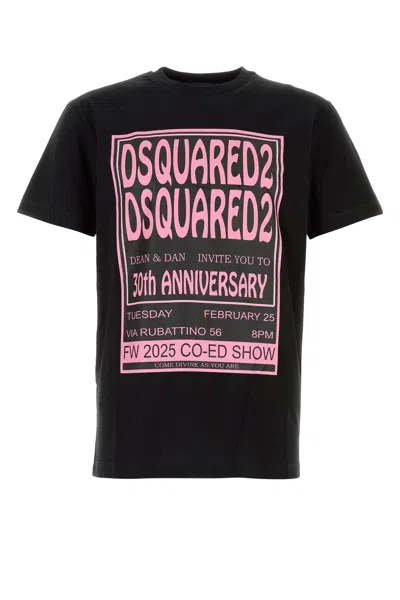 Dsquared2 Black T-shirt With 30th Anniversary Pink Print In Black