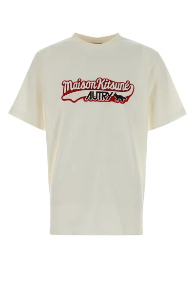 Autry White Cotton  X Maison Kitsunã© T-shirt In White