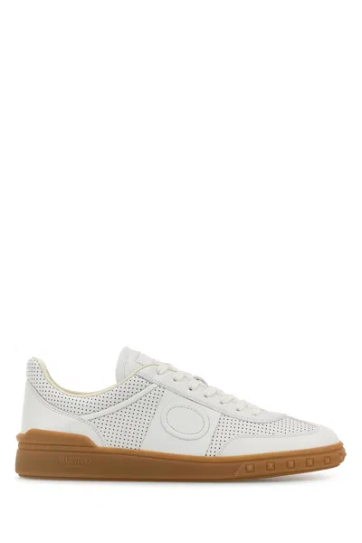 Valentino Garavani Nappa Leather Upvillage Round Toe Sneakers In White