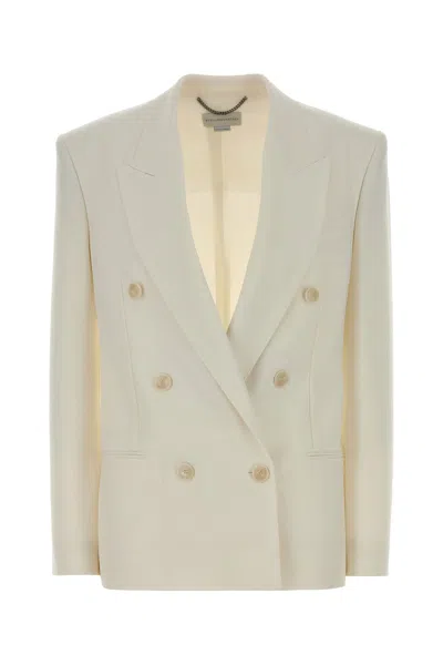 Stella Mccartney Tailored Wool Blazer Featuring Structured Shoulders In White