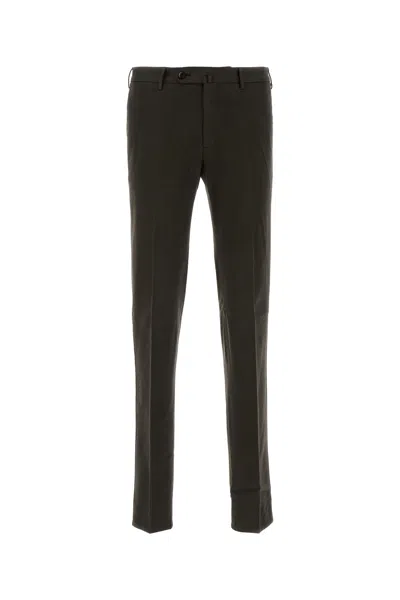 Pt Torino Dark Brown Stretch Cotton Blend Pant In Black