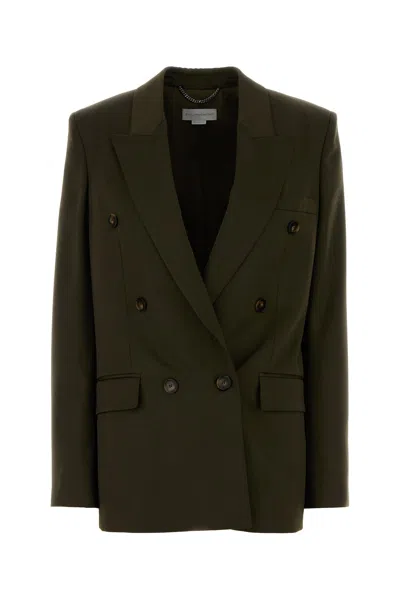 Stella Mccartney Double-breasted Wool Blazer Featuring Back Vent In Green
