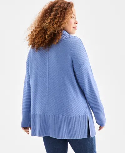 Style & Co Women's Envelope-neck Tunic Sweater, Created For Macy's In Blue