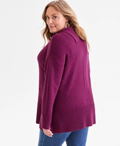 Style & Co Women's Envelope-neck Tunic Sweater, Created For Macy's In Burgundy