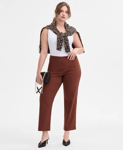 Inc International Concepts Plus Size Mid-rise Pull-on Straight-leg Pants, Created For Macy's In Red