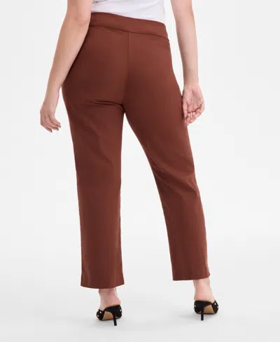 Inc International Concepts Plus Size Mid-rise Pull-on Straight-leg Pants, Created For Macy's In Red
