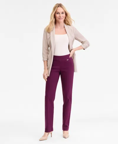 Inc International Concepts Women's Tummy-control Pull-on Straight-leg Pants, Created For Macy's In Purple