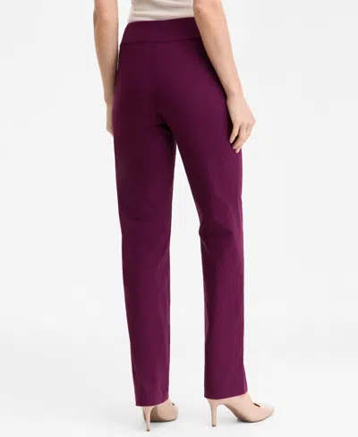 Inc International Concepts Women's Tummy-control Pull-on Straight-leg Pants, Created For Macy's In Purple
