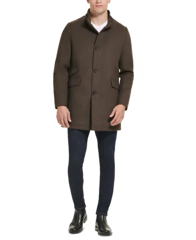 Kenneth Cole Men's Wool Button Car Coat In Brown