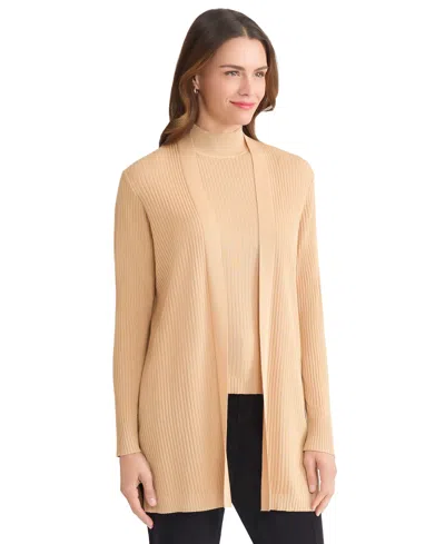 Jones New York Women's Sutton Ribbed Long-sleeve Cardigan Sweater In Neutral