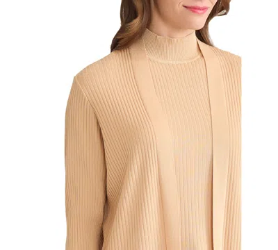 Jones New York Women's Sutton Ribbed Long-sleeve Cardigan Sweater In Neutral