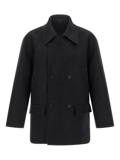 Fendi Felt Wool Coat Coats And Trench Coats Gray In Black