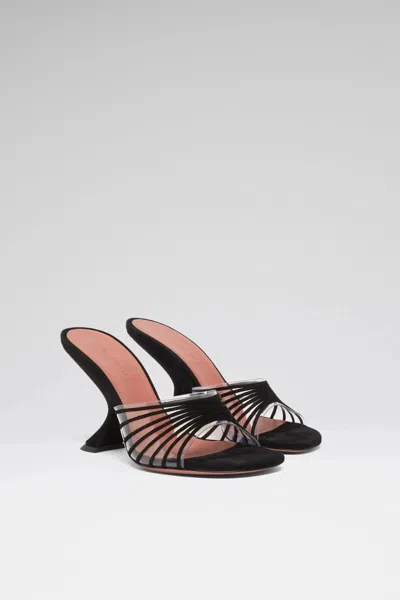 Amina Muaddi 90mm Mookie Sculpted-heel Strappy Sandals In Black