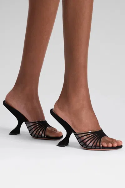 Amina Muaddi 90mm Mookie Sculpted-heel Strappy Sandals In Black