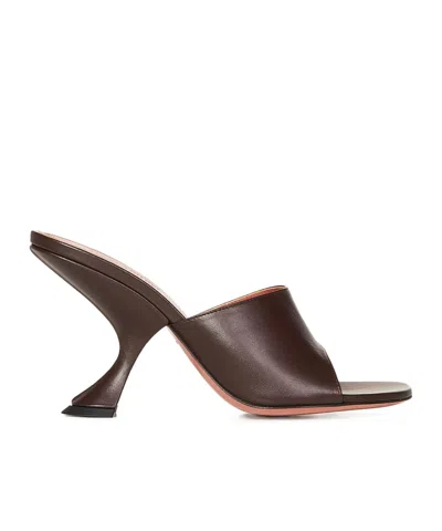 Amina Muaddi Coffee Nappa Leather Taylor Slipper 90 Sandals In Burgundy