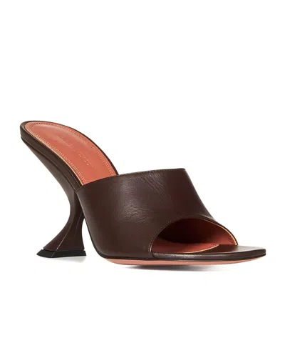 Amina Muaddi Coffee Nappa Leather Taylor Slipper 90 Sandals In Burgundy