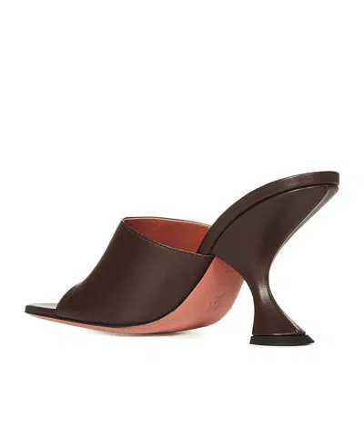 Amina Muaddi Coffee Nappa Leather Taylor Slipper 90 Sandals In Burgundy