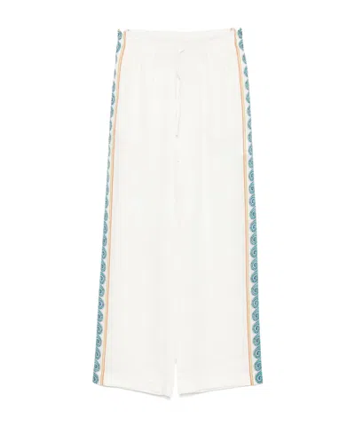 Casablanca Drawstring Waist Casual Pants In White
