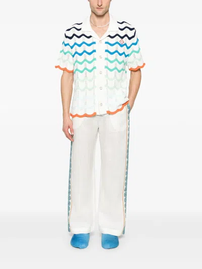 Casablanca Drawstring Waist Casual Pants In White