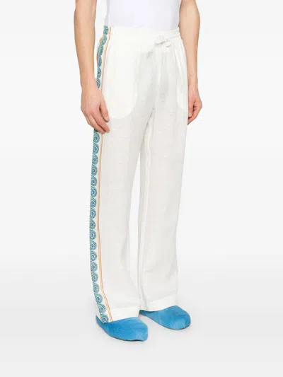 Casablanca Drawstring Waist Casual Pants In White