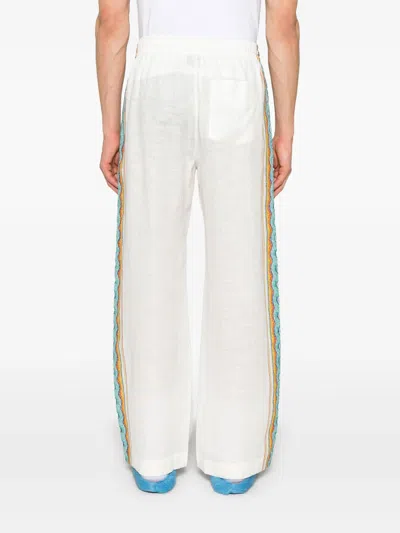 Casablanca Drawstring Waist Casual Pants In White