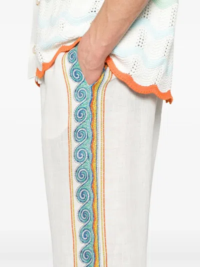 Casablanca Drawstring Waist Casual Pants In White