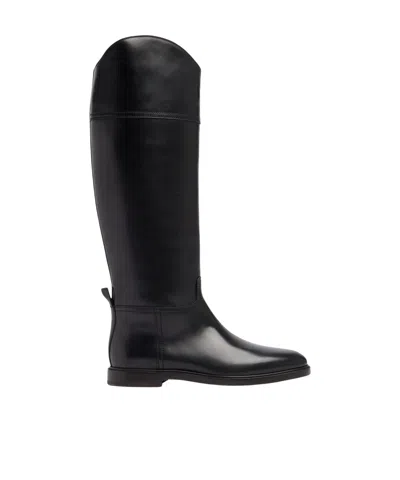 Brunello Cucinelli Brown Leather Boots With Shiny Detail In Multi