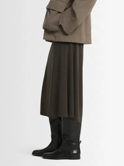 Brunello Cucinelli Brown Leather Boots With Shiny Detail In Multi