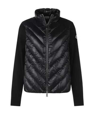 Moncler Womens Black Funnel-neck Brand-patch Regular-fit Shell-down Jacket