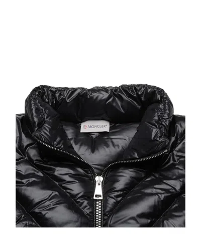 Moncler Womens Black Funnel-neck Brand-patch Regular-fit Shell-down Jacket