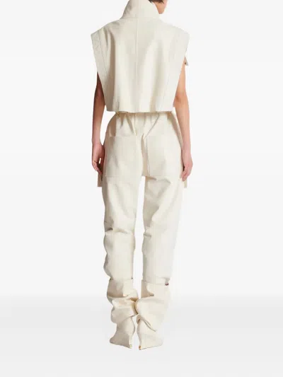 Balmain Sleeveless Lambskin Jumpsuit In White