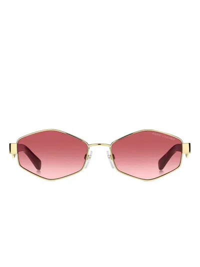 Marc Jacobs Geometric-frame Chain-strap Sunglasses In Gold
