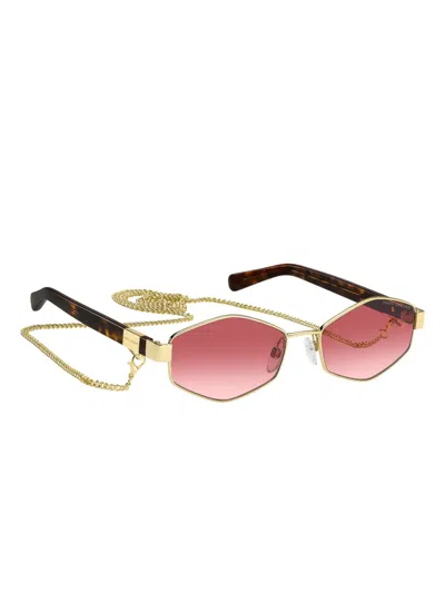 Marc Jacobs Geometric-frame Chain-strap Sunglasses In Gold